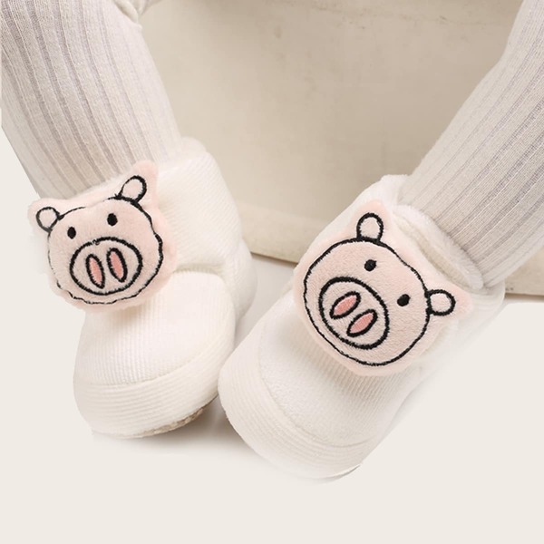 

Baby Boy Cartoon Graphic Velcro Strap Boots, White