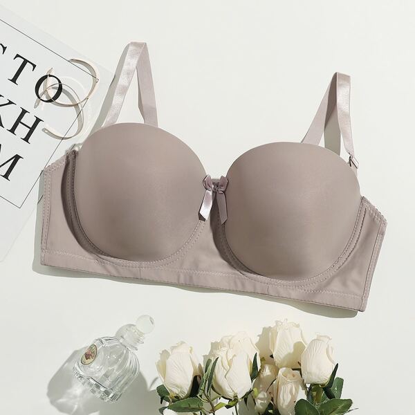 

Plus Solid Underwire Bra, Khaki
