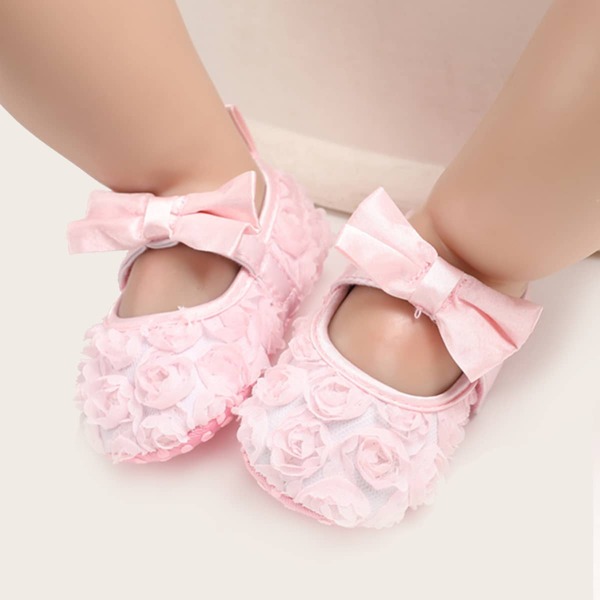 

Baby Girl Bow & Floral Decor Mary Jane Flats, Pink