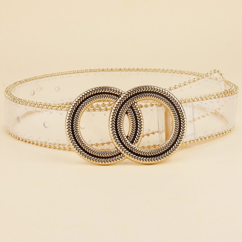 

Beaded Trim Clear Buckle Belt