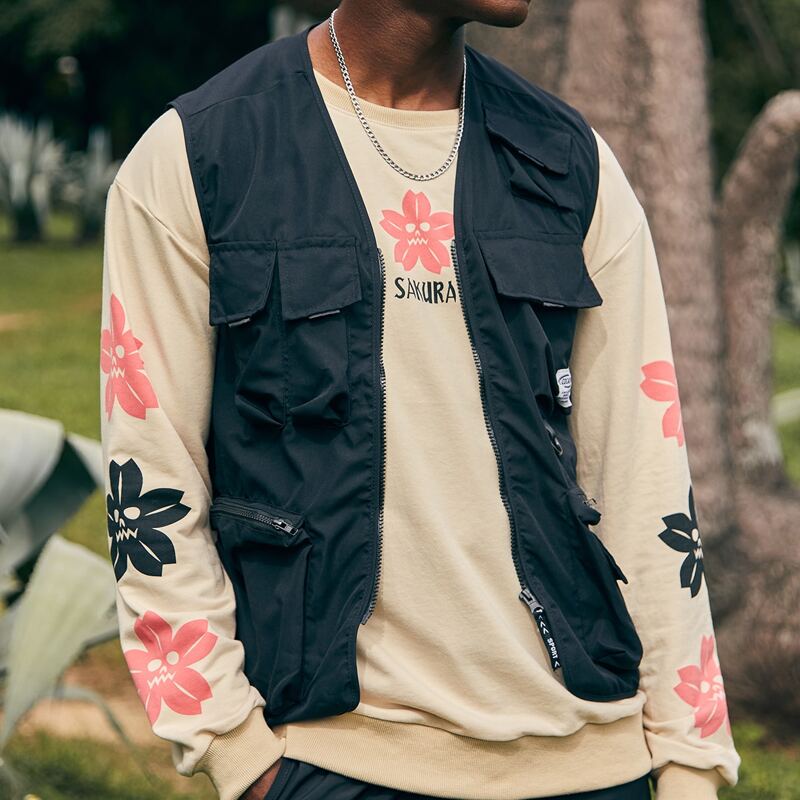 

Guys Letter Zip Up Vest Jacket, Black
