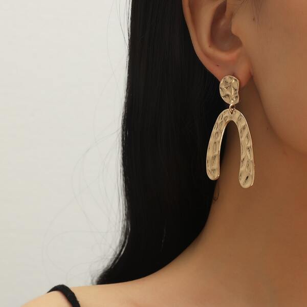 

Textured Metal Drop Earrings, Gold