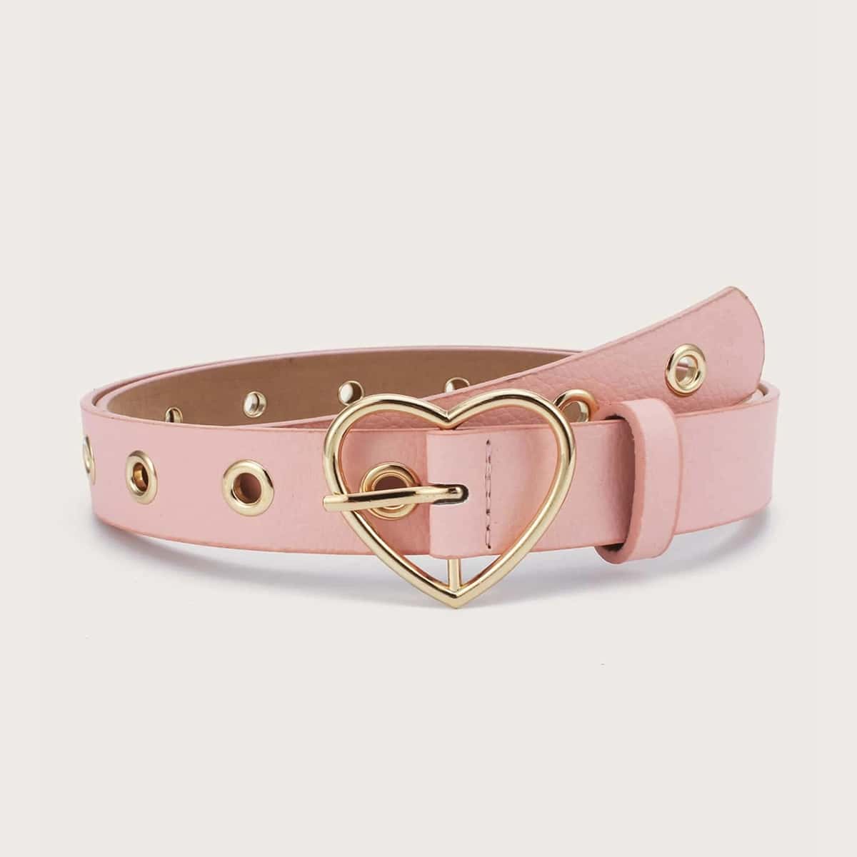 

Grommet Heart Buckle Belt, Baby pink