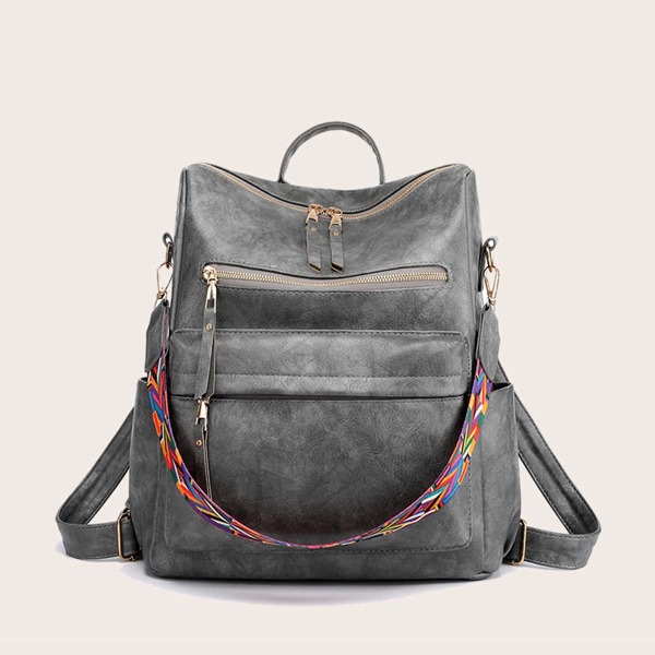 

Vintage Design Large Capacity School Backpack, Grey