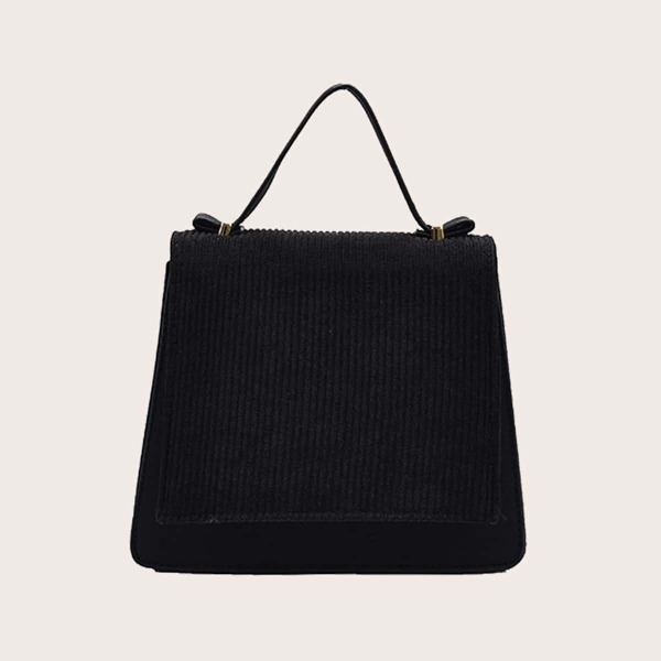 

Minimalist Flap Satchel Bag, Black