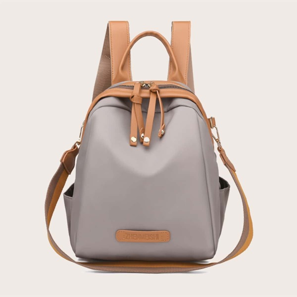 

Knot Decor Curved Top Backpack, Grey