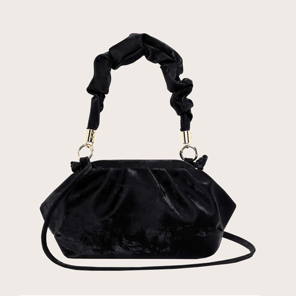 

Ruched Shoulder Bag, Black