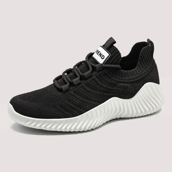 

Men Lace-up Decor Wide Fit Sneakers, Black