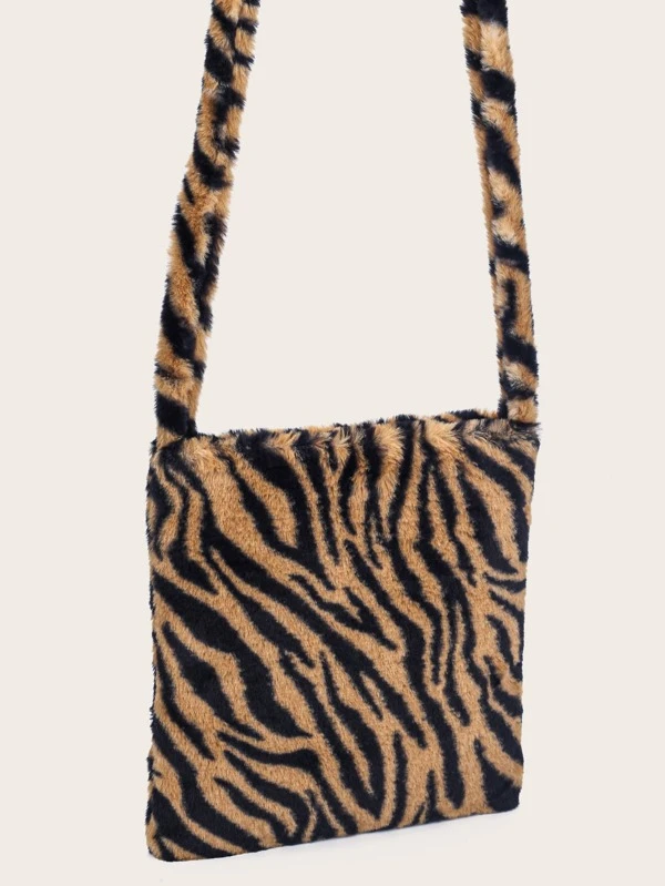 fluffy tiger print bag