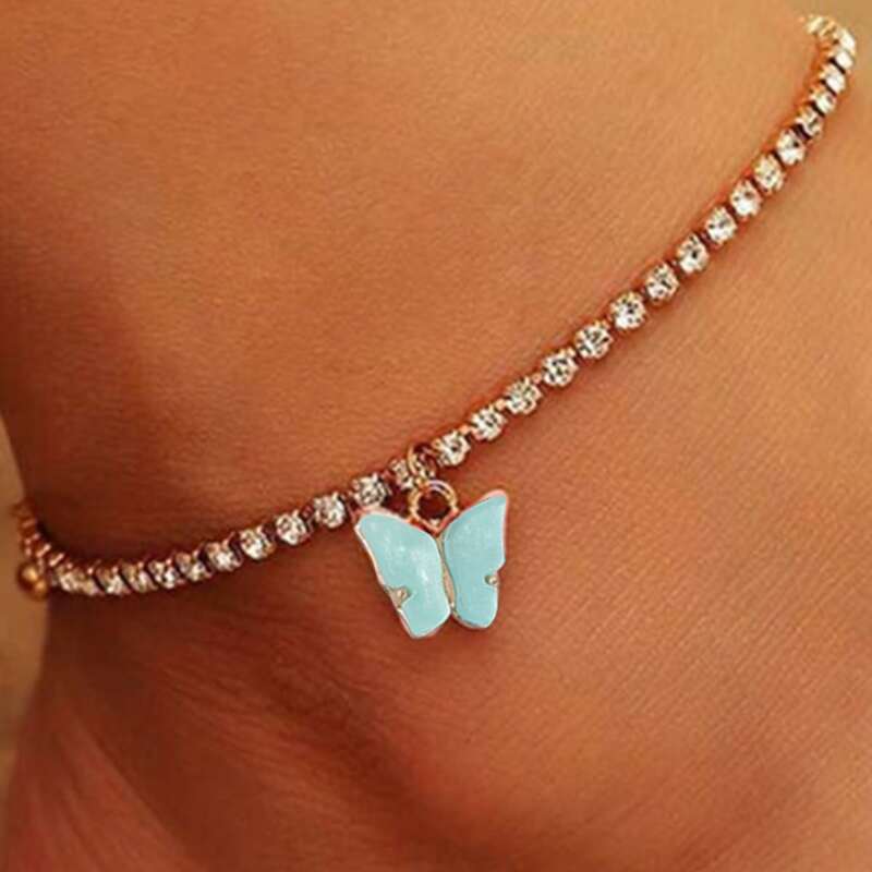 

Butterfly Rhinestone Anklet, Multicolor