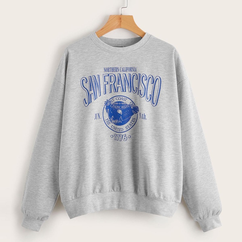 

Letter Eagle Graphic Oversized Sweatshirt, Light grey