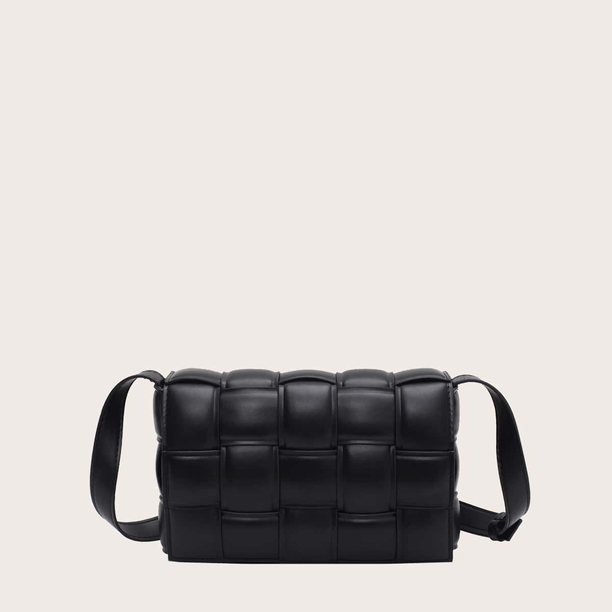 

Braided Flap Crossbody Bag, Black