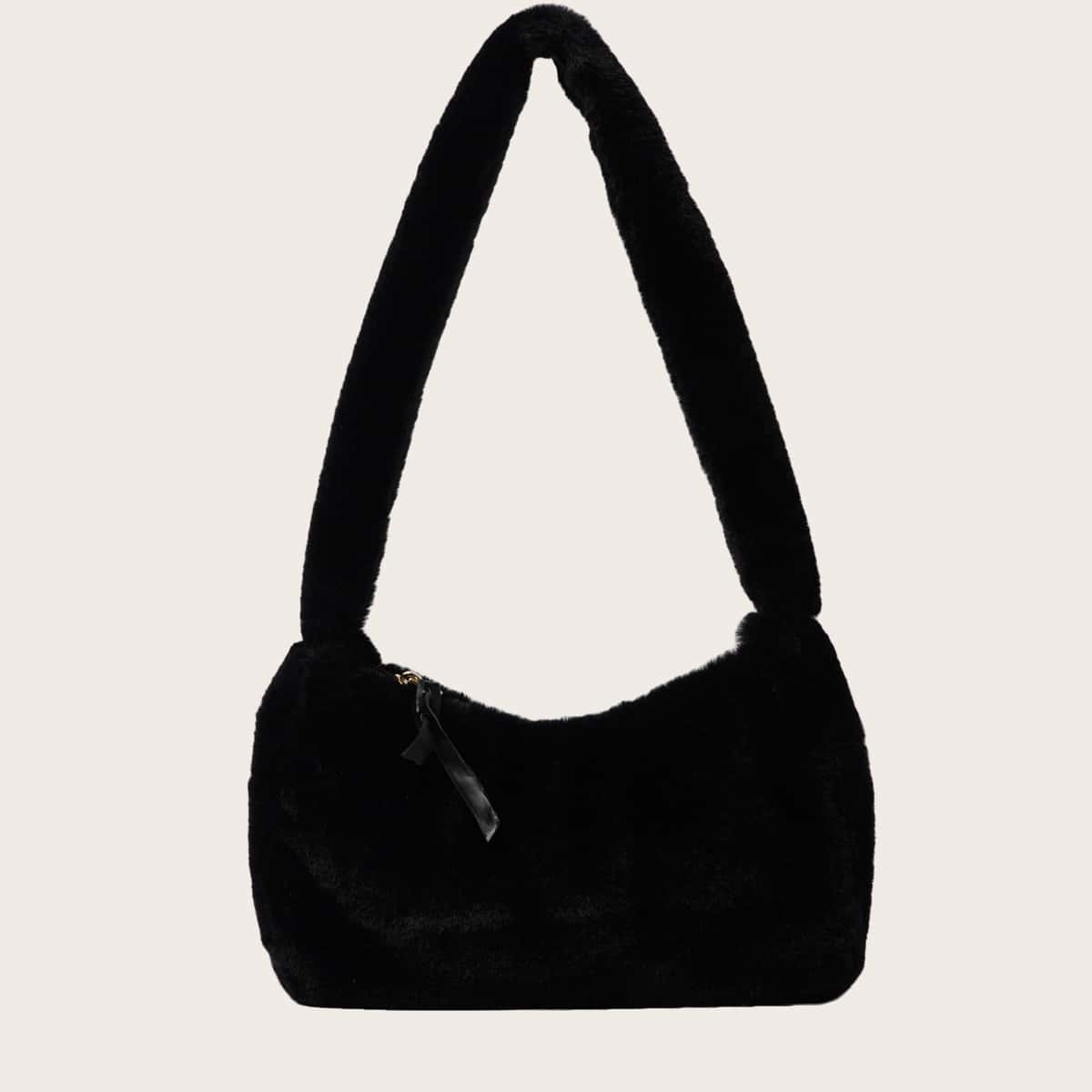 

Fluffy Shoulder Bag, Black