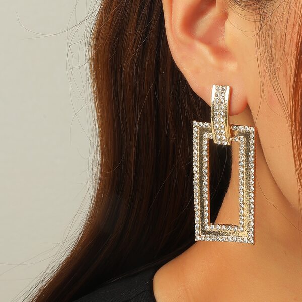 

Rhinestone Decor Geometric Drop Earrings, Gold