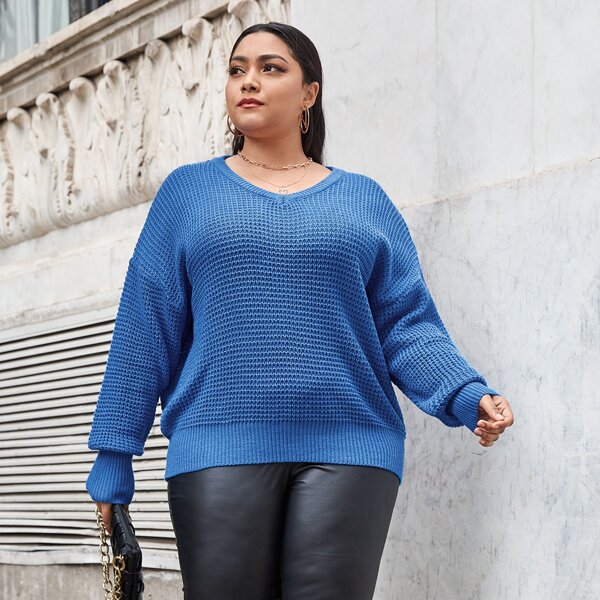 

Plus Drop Shoulder Sweater, Blue