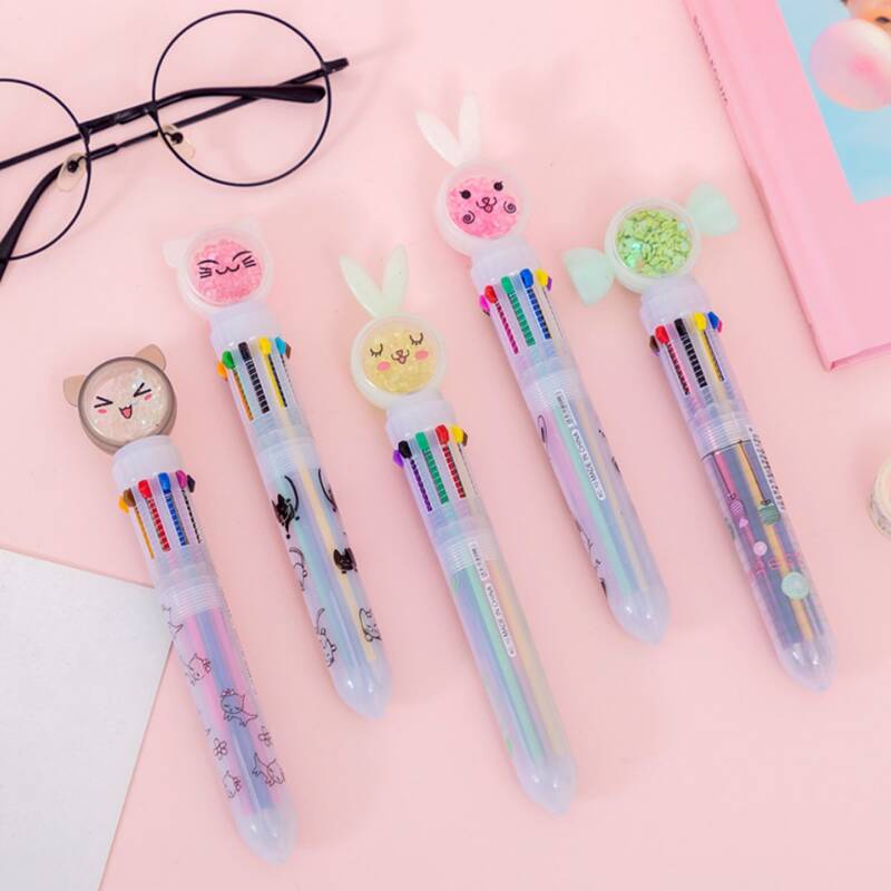 

1pc Random Cartoon 10 Color Ballpoint Pen, Multicolor
