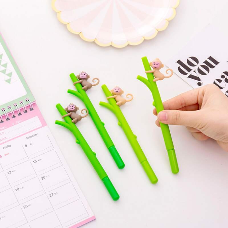

2pcs Random Monkey Decor Gel Pen, Black