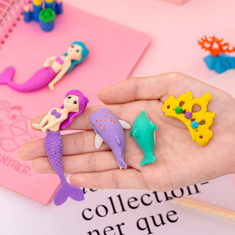 

5pcs Random Mermaid Shaped Eraser, Multicolor