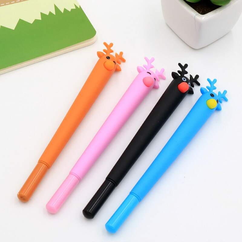 

2pcs Random Deer Gel Pen, Black
