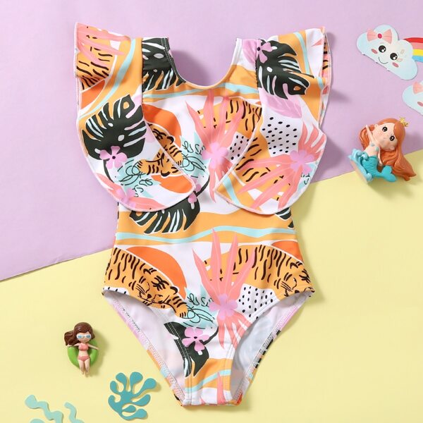 

Toddler Girls Tropical & Tiger Print One Piece Swimsuit, Multicolor