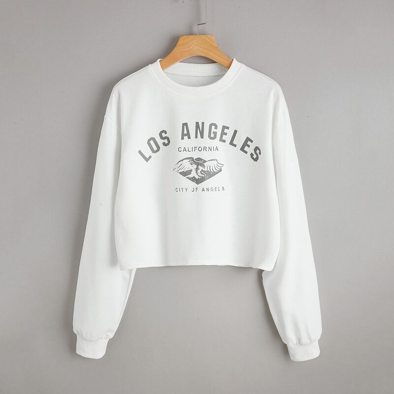 

Letter Graphic Crop Sweatshirt, White