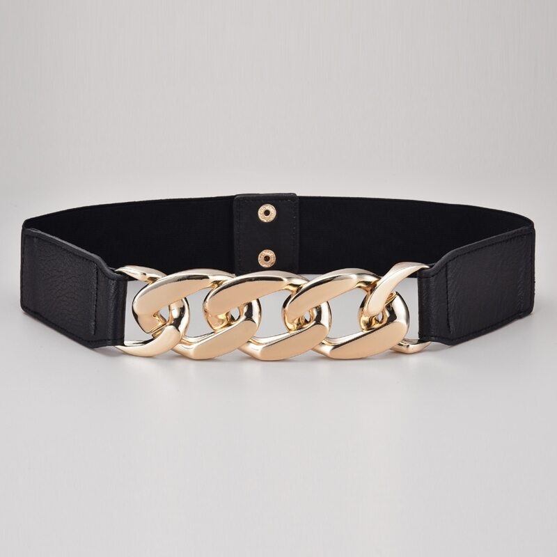 

Chain Decor Elastic Belt, Black