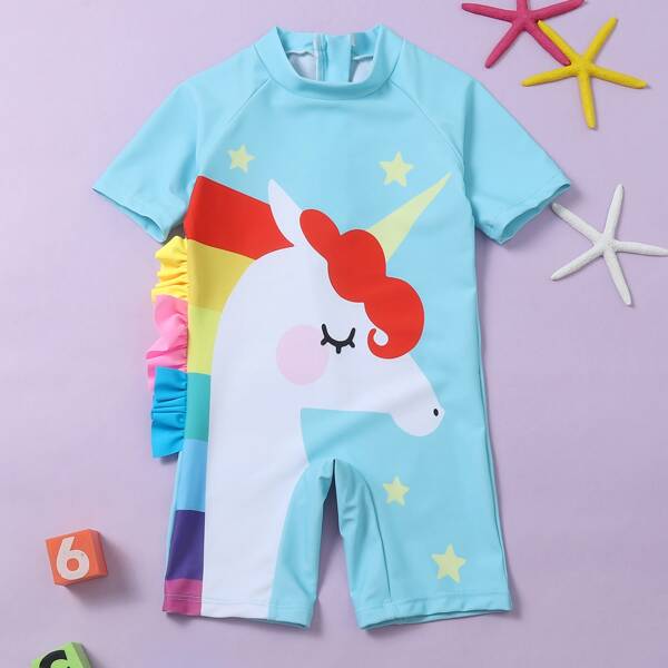 

Toddler Girls Unicorn Print One Piece Swimsuit, Multicolor