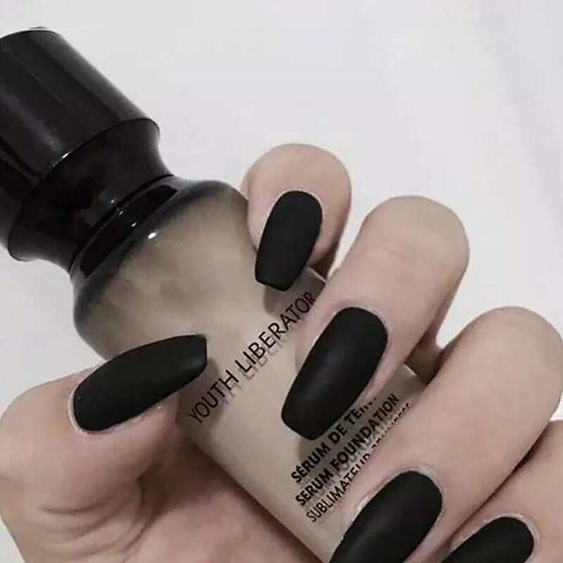 

24pcs Matte Fake Nail, Black