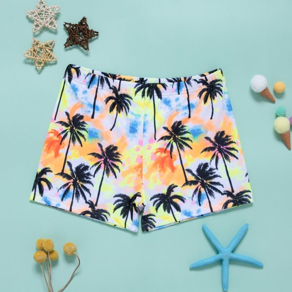 

Boys Tie Dye Palm Print Swim Shorts, Multicolor