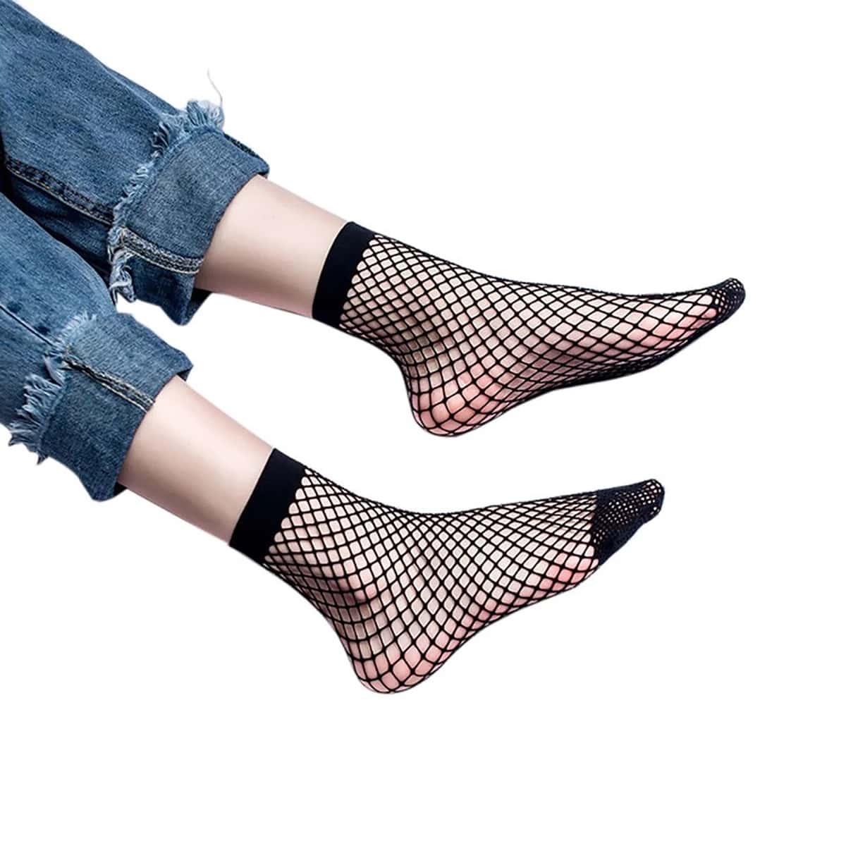 

2pairs Fishnet Socks, Black