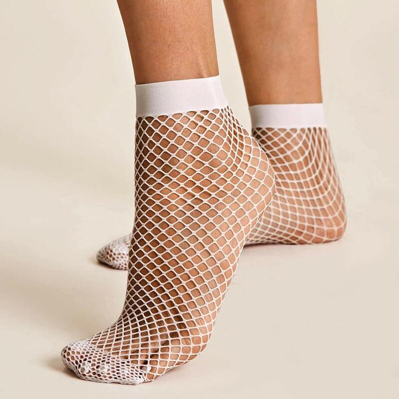 

2pairs Fishnet Socks, White