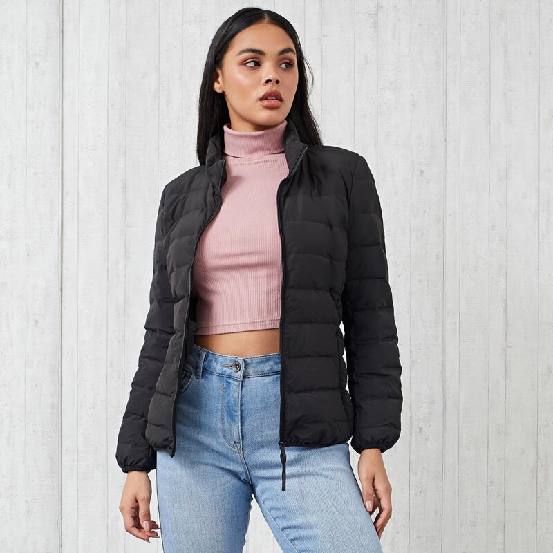 

Lightweight Quilted Down Coat, Black