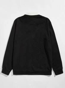 Manfinity VCAY Men Letter Graphic Stand Collar Sweatshirt, For Fall Winter - Black - View 2