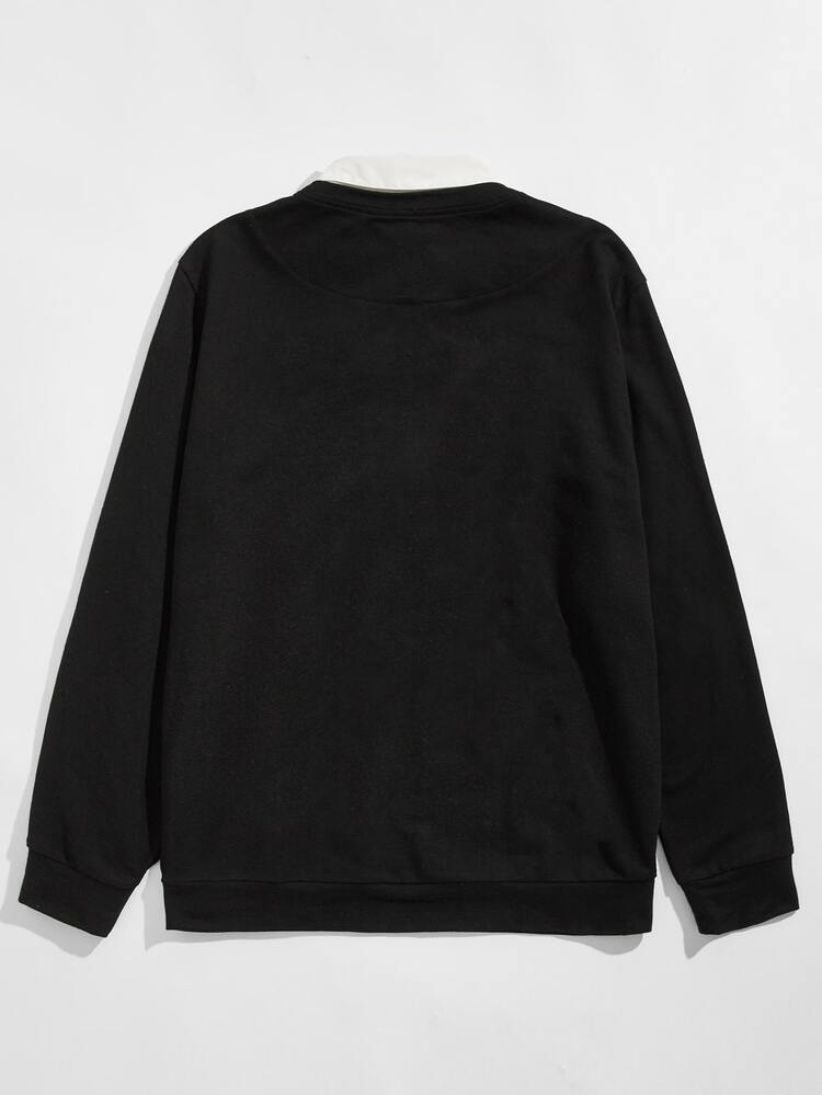 Manfinity VCAY Herren Sweatshirt mit Buchstaben-Grafik und Stehkragen, für Herbst und Winter - Schwarz - Übersicht 2