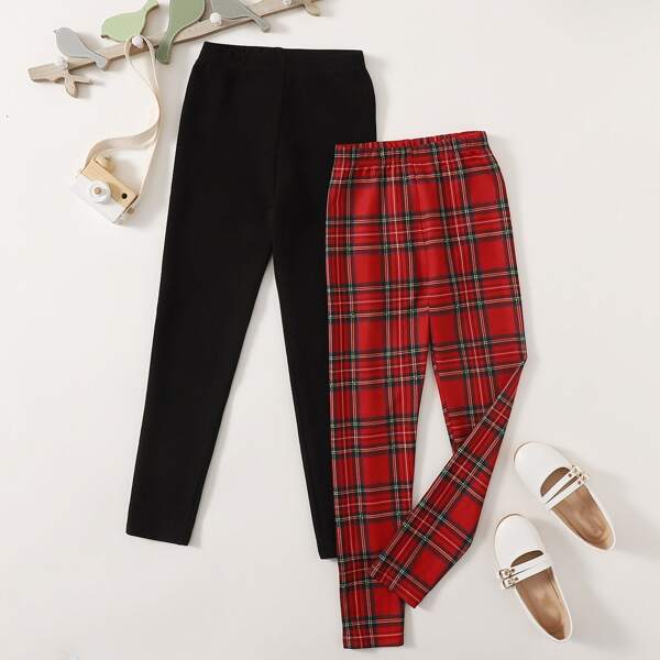 

Girls 2 Pack Tartan Leggings, Multicolor