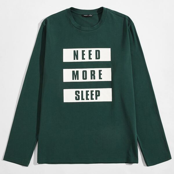 

Men Letter Graphic Tee, Dark green