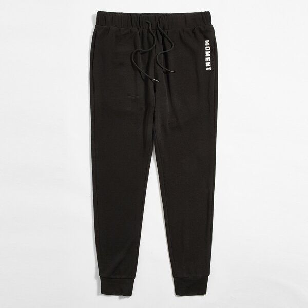 

Men Letter Graphic Drawstring Waist Sweatpants, Black