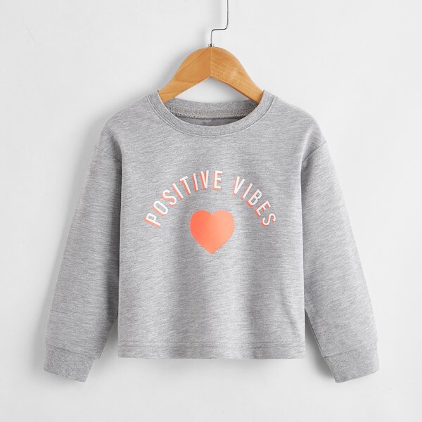 

Toddler Girls Heart And Letter Graphic Sweatshirt, Light grey