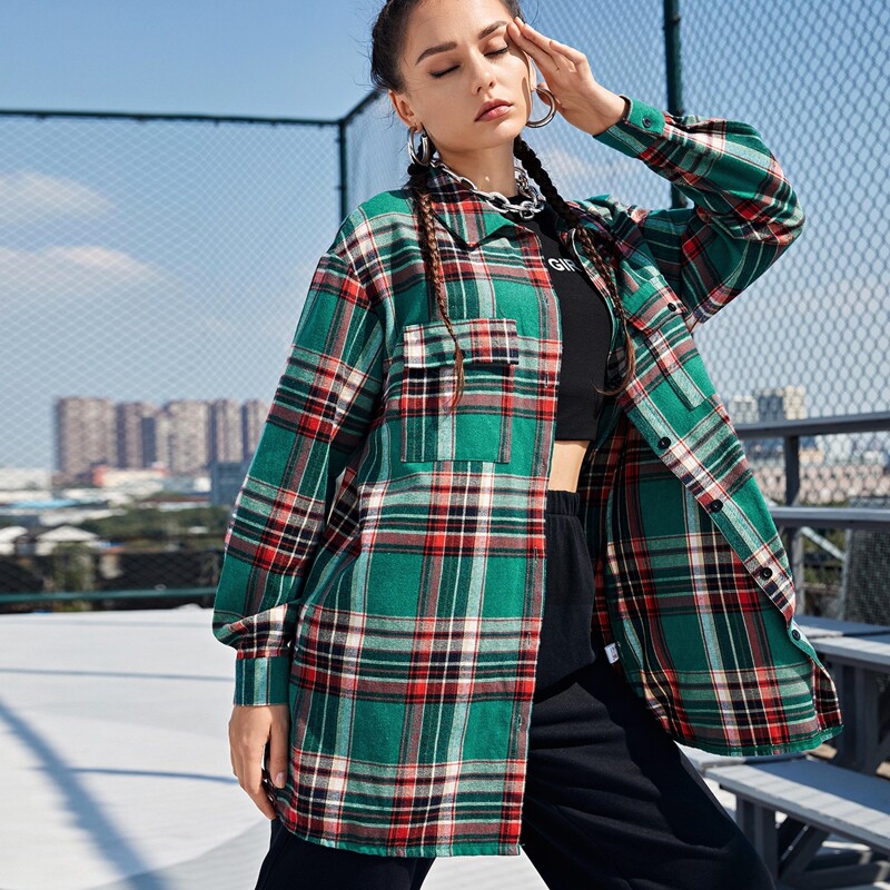 

Flap-Pocket Plaid Overshirt, Multicolor