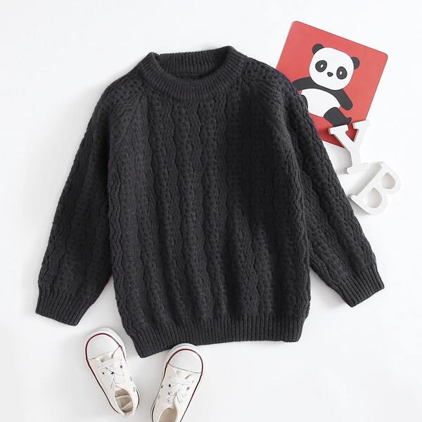 

Toddler Girls Solid Raglan Sleeve Sweater, Black