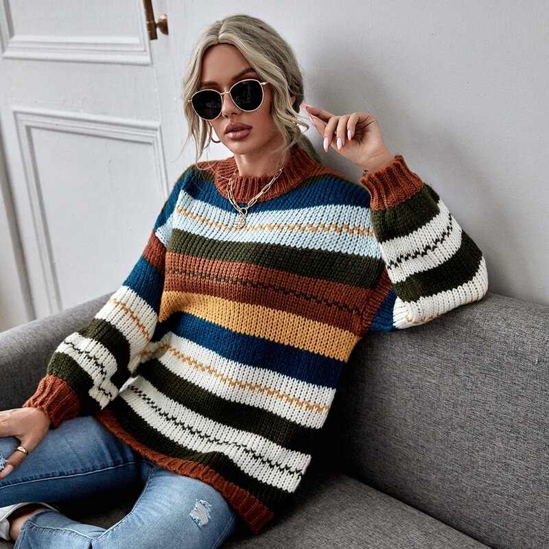 

Drop Shoulder Colorblock Sweater, Multicolor