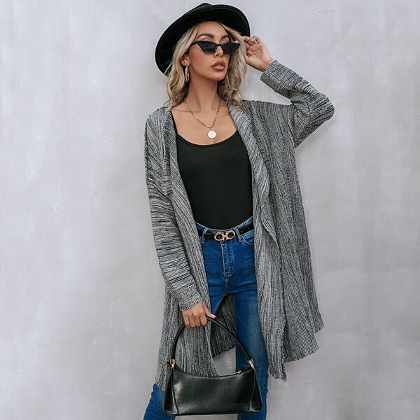 

Open Front Drop Shoulder Cardigan, Grey