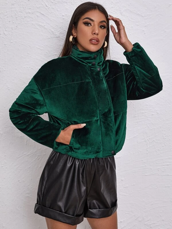 doudoune velours vert femme