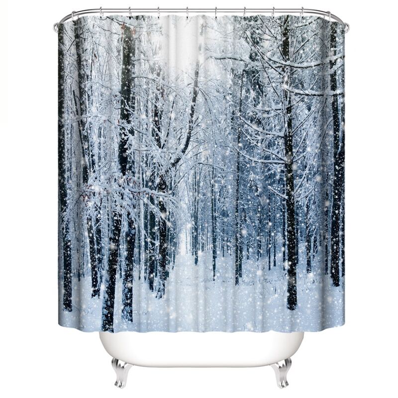 

Snow Scene Print Shower Curtain, Multicolor