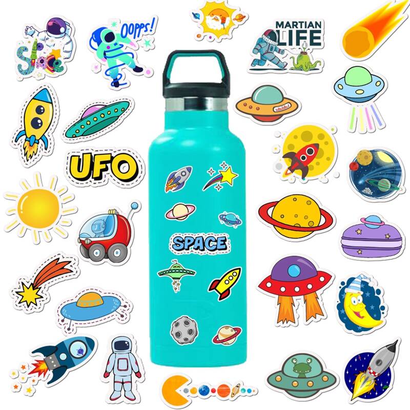 

50pcs Cartoon Astronaut Print Sticker, Multicolor