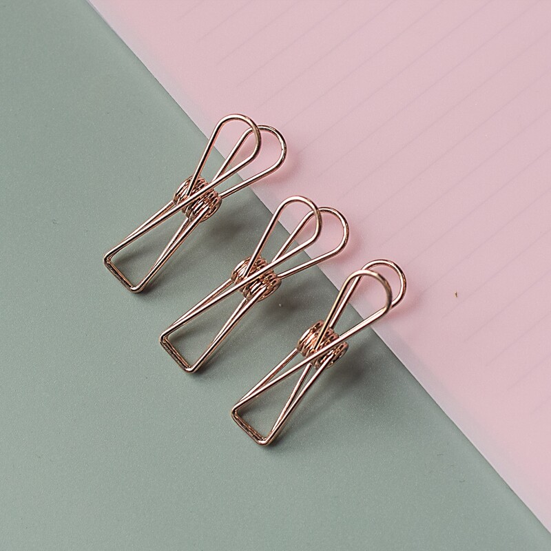 

3pcs Metal Binder Clip, Rose gold