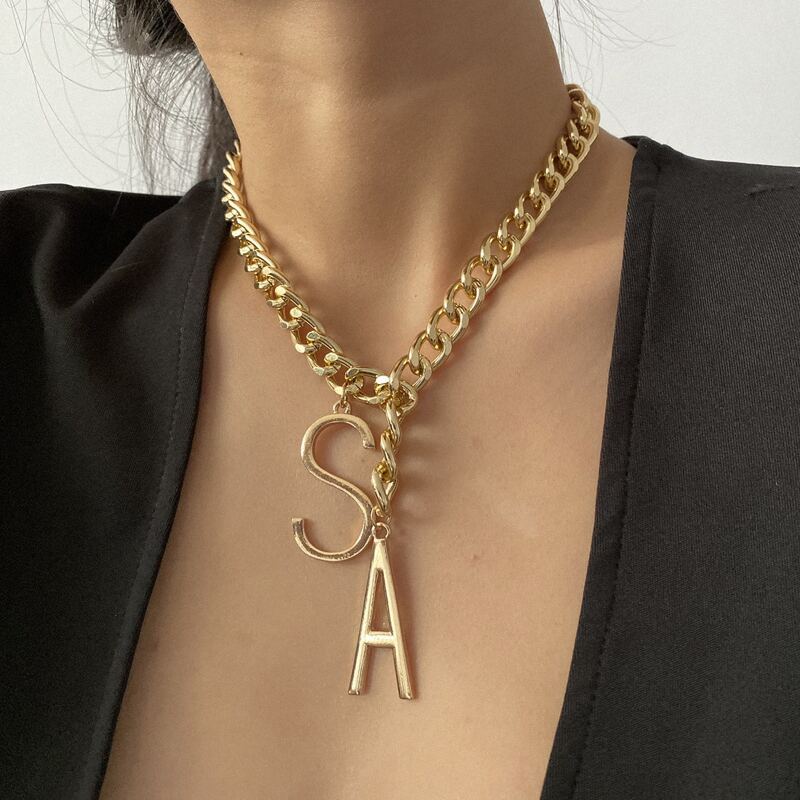 

Letter Chunky Chain Necklace, Gold