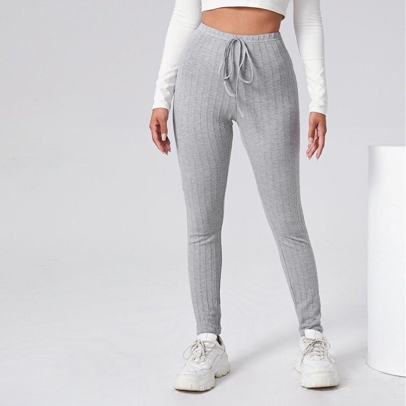 

Knot Front Cable Knit Leggings, Light grey
