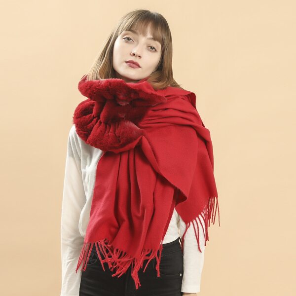 

Fringe Hem Plain Scarf, Red