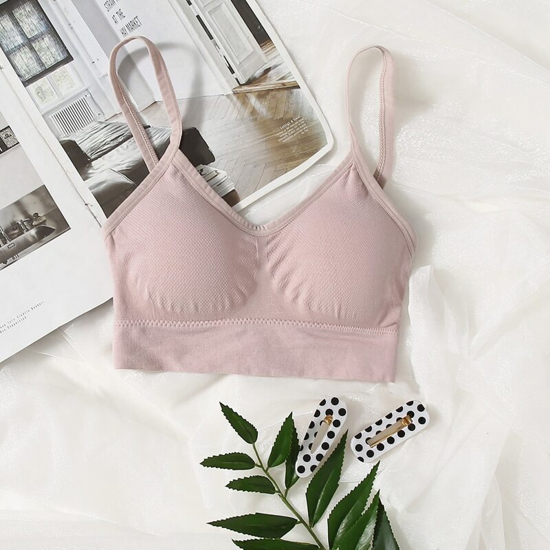 

1pc Solid Bra, Pink